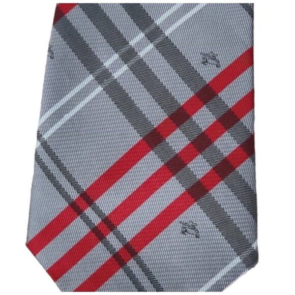 Burberry Classic Nova Check Plaid Graphic Silk Neck Tie, Gray/Red, One Size - Picture 2 of 4